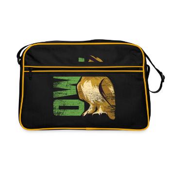 Eule wild Vogel Nacht Wald Geschenk - Retro Tasche - Schwarz/Gold - Vorne
