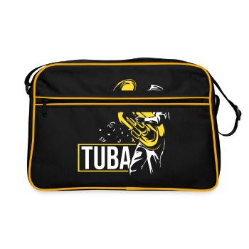 Tuba tubist instrument de musique cadeau - Sac Retro - noir/or - Devant