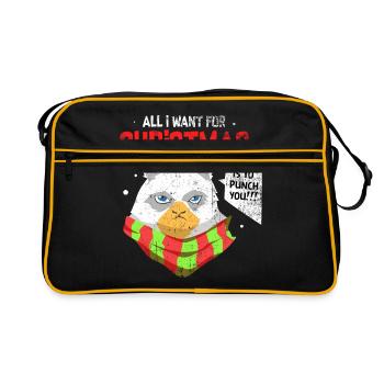 Cadeau de chat du père Noël de vacances de Noël - Sac Retro - noir/or - Devant