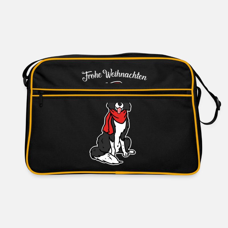 Border Collie Weihnachten Retro Tasche