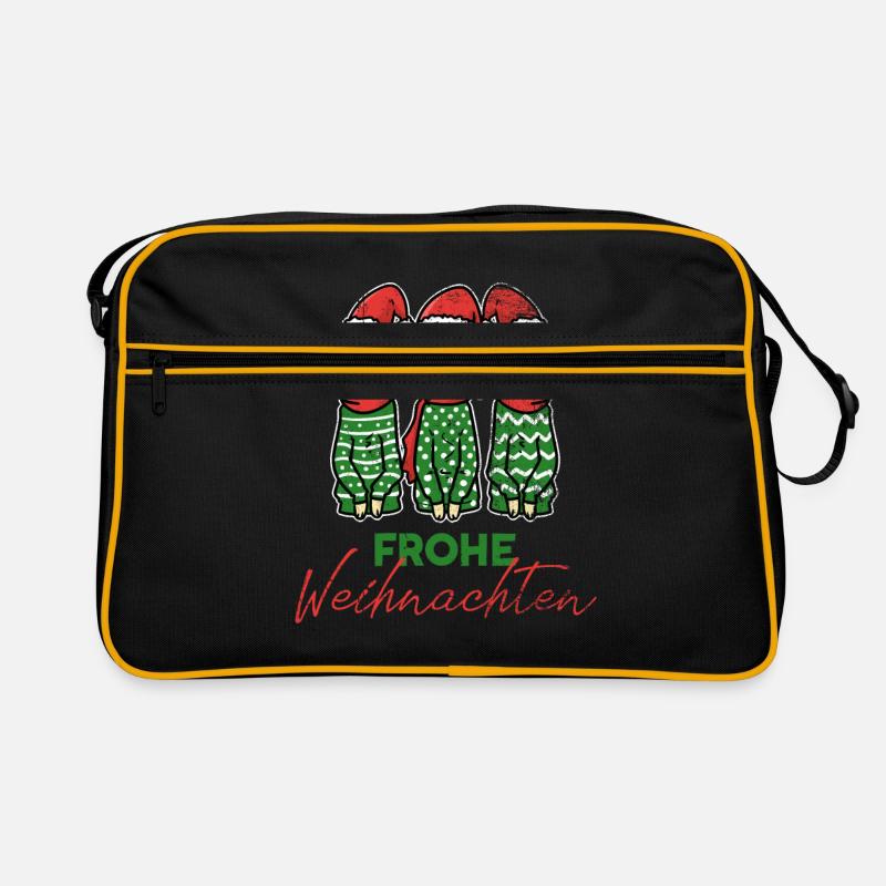 Erdmännchen Clan Weihnachten Weihnachtsmann - Retro Tasche - Schwarz/Gold