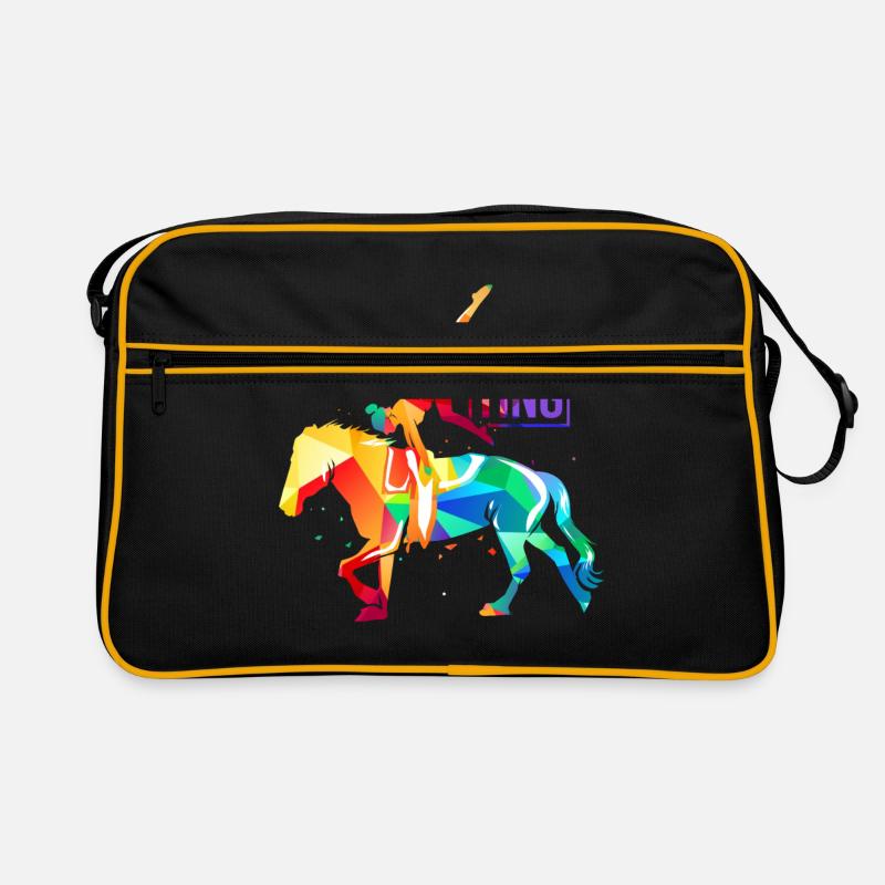Pferd Voltigieren - Retro Tasche - Schwarz/Gold