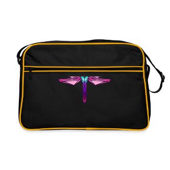 Libellule Petite Libelle Cadeau d’insecte - Sac Retro - noir/or - Devant