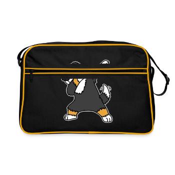 Berner Sennenhund dab - Retro Tasche - Schwarz/Gold - Vorne