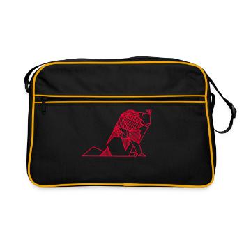 Border Collie geometrisch - Retro Tasche - Schwarz/Gold - Vorne