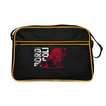 Border Collie geometrisch - Retro Tasche - Schwarz/Gold - Vorne