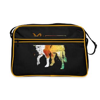 Border Collie polygon - Retro Tasche - Schwarz/Gold - Vorne