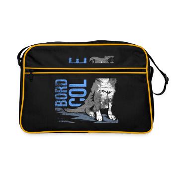 Border Collie - Retro Tasche - Schwarz/Gold - Vorne