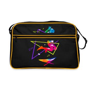 Trampolin Polygon - Retro Tasche - Schwarz/Gold - Vorne