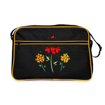 Heart Flowers - Retro Bag - black/gold - Front