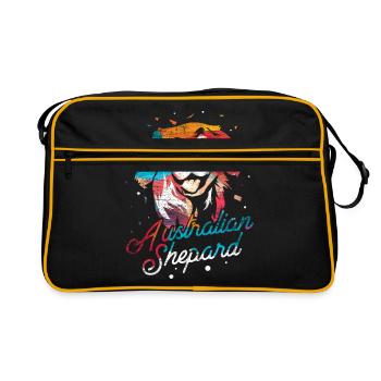 Australian Shepherd Polygon - Retro Tasche - Schwarz/Gold - Vorne