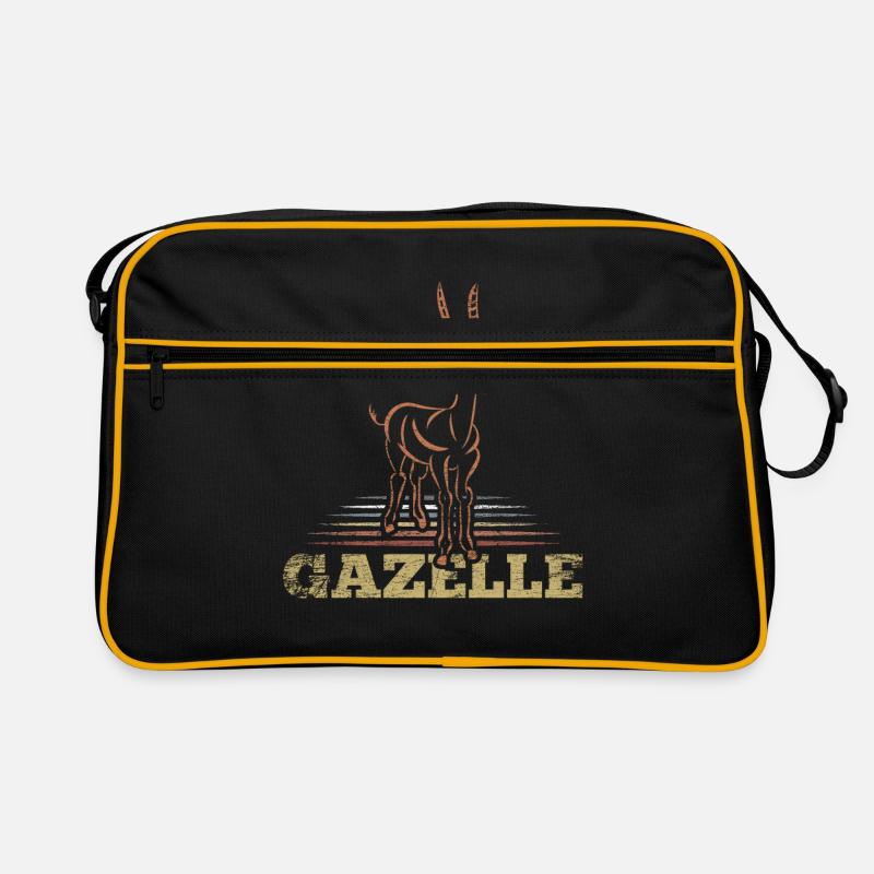 Gazelle Antilope - Retro Tasche - Schwarz/Gold
