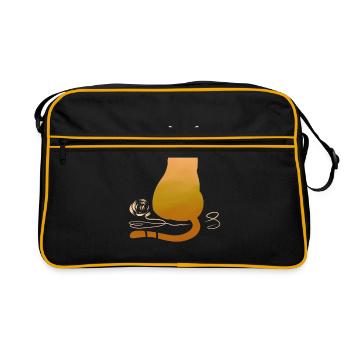Cat with ball of yarn - Retro Bag - black/gold - Front