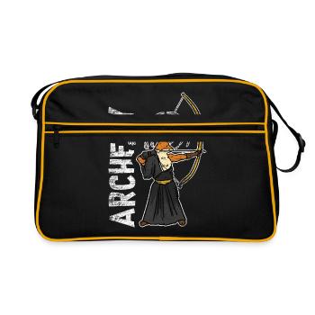 Bogenschießen Fuchs Geschenk - Retro Tasche - Schwarz/Gold - Vorne