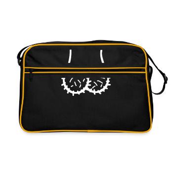 tête de pénis testicules visage Dickhead Drôle de cadeau - Sac Retro - noir/or - Devant