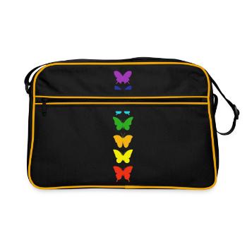 Butterfly Schmetterling 7 Chakra Meditation Yoga - Retro Tasche - Schwarz/Gold - Vorne