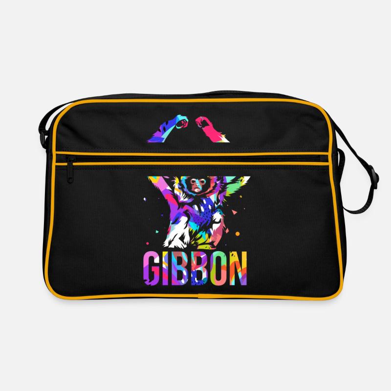 Cadeau polygone Gibbon - Sac Retro - noir/or
