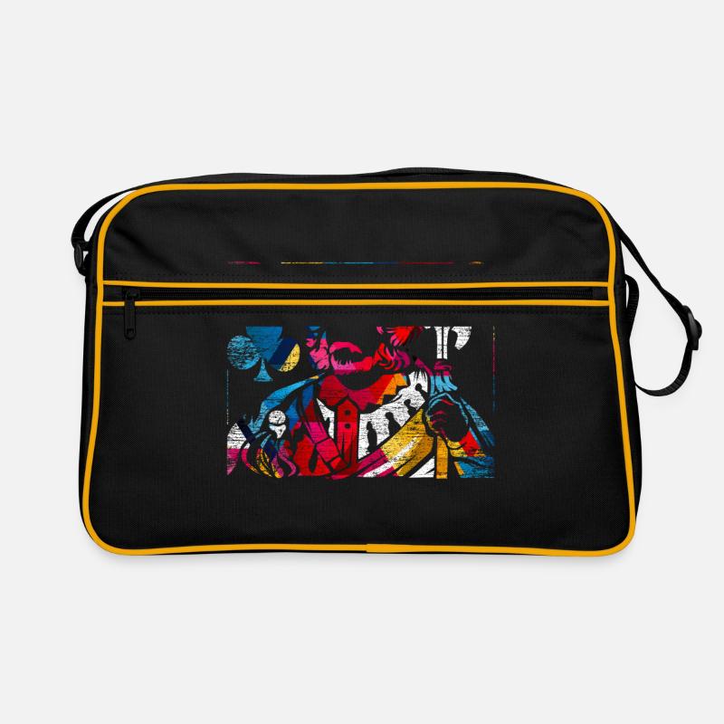 Doppelkopf Polygon Geschenk - Retro Tasche - Schwarz/Gold
