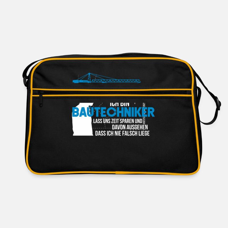 bautechniker - Retro Tasche - Schwarz/Gold