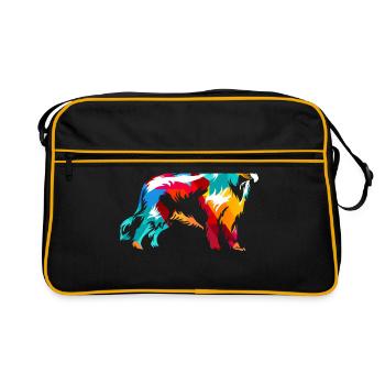 Berner Sennenhund Geschenk - Retro Tasche - Schwarz/Gold - Vorne