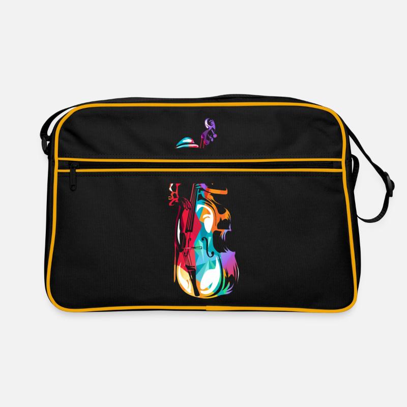 Kontrabass Geschenk - Retro Tasche - Schwarz/Gold