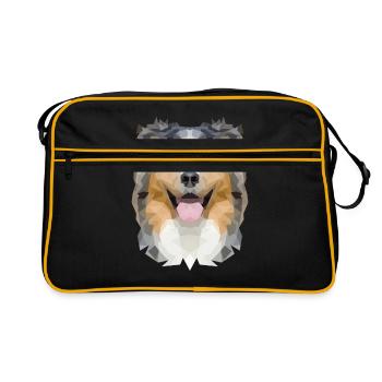 Australian Shepherd Polygon - Retro Tasche - Schwarz/Gold - Vorne