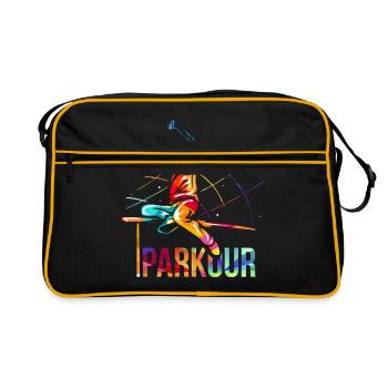 Parkour Geschenk - Retro Tasche - Schwarz/Gold - Vorne