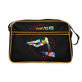 Parkour Geschenk - Retro Tasche - Schwarz/Gold - Vorne