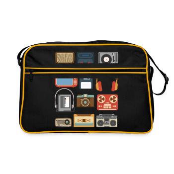 Vintage 90er Jahre Gadgets Party Outfit Geschenk - Retro Tasche - Schwarz/Gold - Vorne