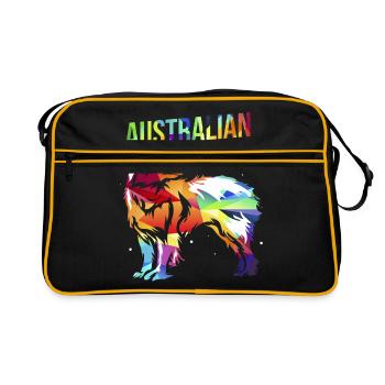 Australian Shepherd - Retro Tasche - Schwarz/Gold - Vorne
