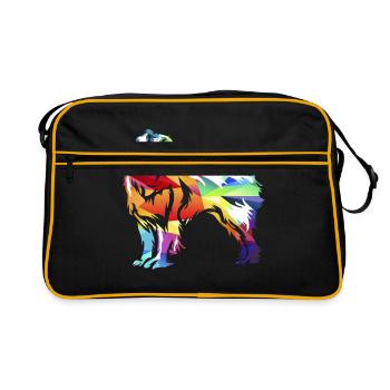 Australian Shepherd - Retro Tasche - Schwarz/Gold - Vorne