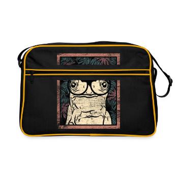 Frosch Kröte Geschenk - Retro Tasche - Schwarz/Gold - Vorne