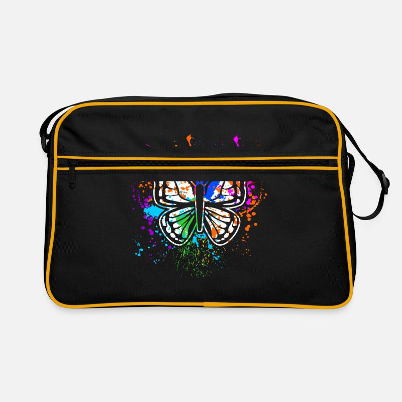 Schmetterling - Retro Tasche - Schwarz/Gold