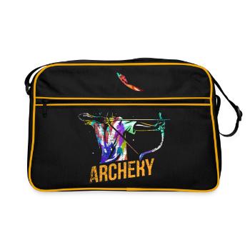 Bogenschießen Geschenk - Retro Tasche - Schwarz/Gold - Vorne