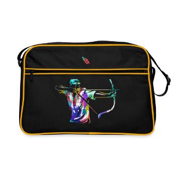 Bogenschießen Geschenk - Retro Tasche - Schwarz/Gold - Vorne