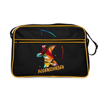 Bogenschießen Geschenk - Retro Tasche - Schwarz/Gold - Vorne