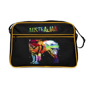 Australian Shepherd Geschenk - Retro Tasche - Schwarz/Gold - Vorne