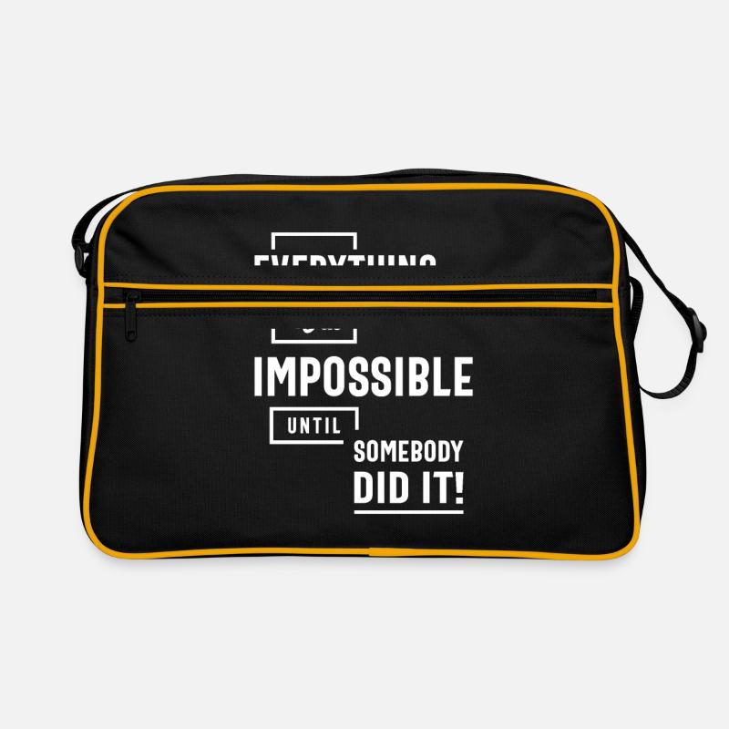 Inspirational Quote Impossible Until Somebody Did - Retro Bag - black/gold