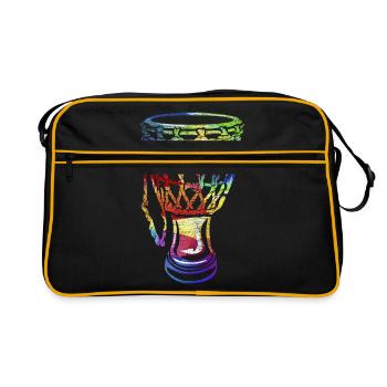 Cadeau de tambour de coupe Djembe - Sac Retro - noir/or - Devant