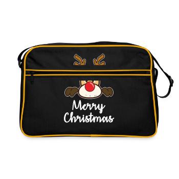 Rentier Weihnachten - Retro Tasche - Schwarz/Gold - Vorne