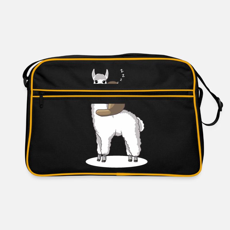 Sloth dort sur l'Alpaca Lama - cadeau - Sac Retro - noir/or