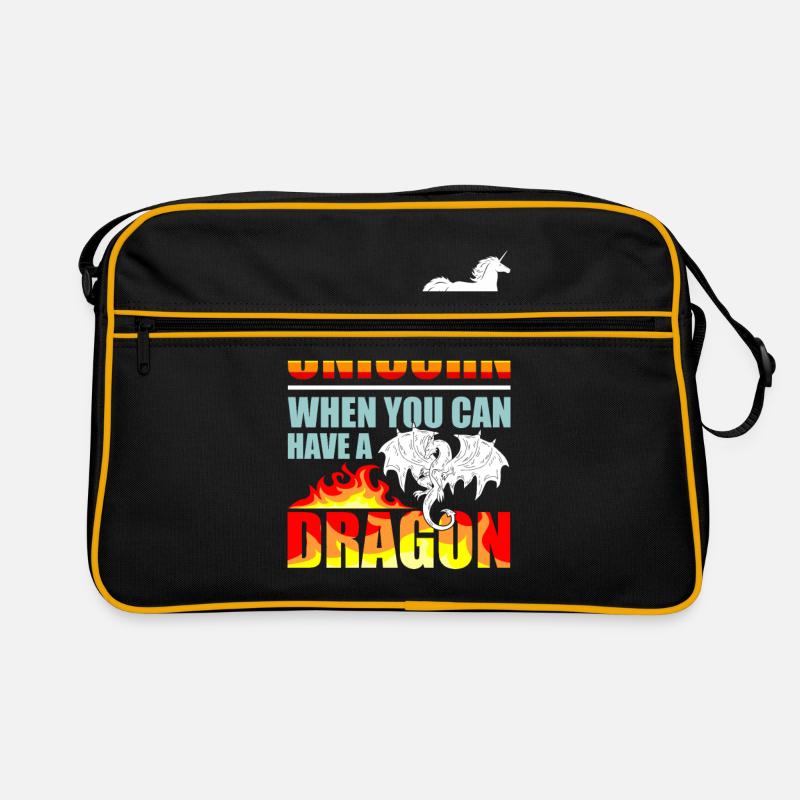 Drache - Retro Tasche - Schwarz/Gold