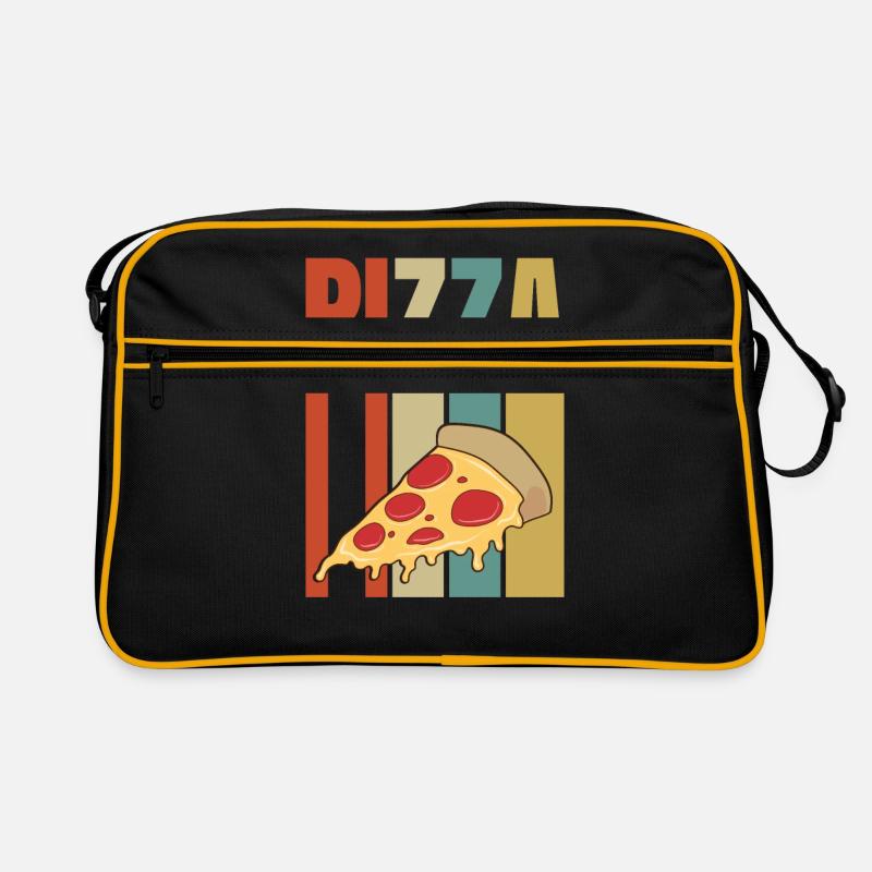 Pizza - Retro Tasche - Schwarz/Gold