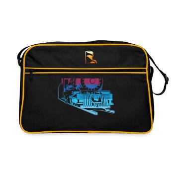 Train trains model railroad railway gift - Retro Bag - black/gold - Front