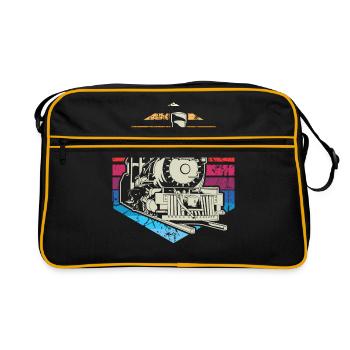 Train trains model railroad railway gift - Retro Bag - black/gold - Front