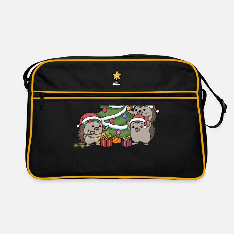 Christmas Hedgehog Christmas Tree Decorate Advent Retro Bag