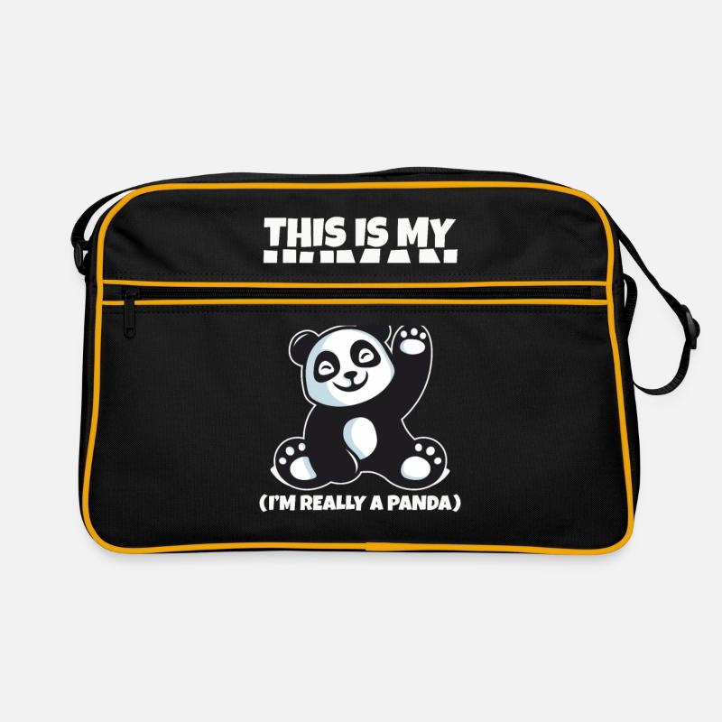 Panda - Retro Tasche - Schwarz/Gold