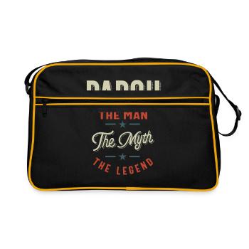 Herren Papou Hemd Geschenk: Der Mann Der Mythos Die Legende - Retro Tasche - Schwarz/Gold - Vorne