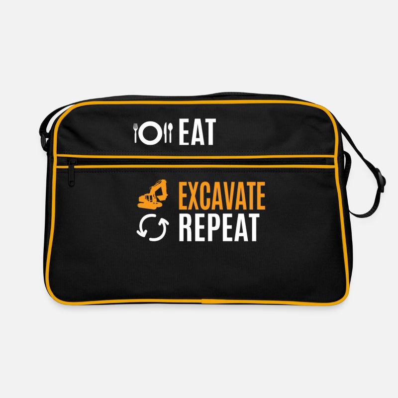 Excavatrice conduisant un cadeau de travailleur de la construction Sac Retro