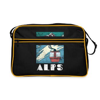 Alpen Geschenk - Retro Tasche - Schwarz/Gold - Vorne